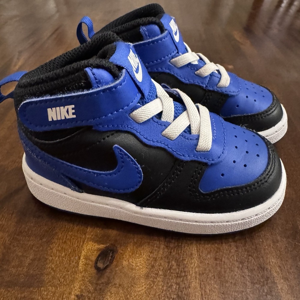Nike Court Borough Mid 2 Toddler Shoes Size 6c "Game Royal/Black/White"